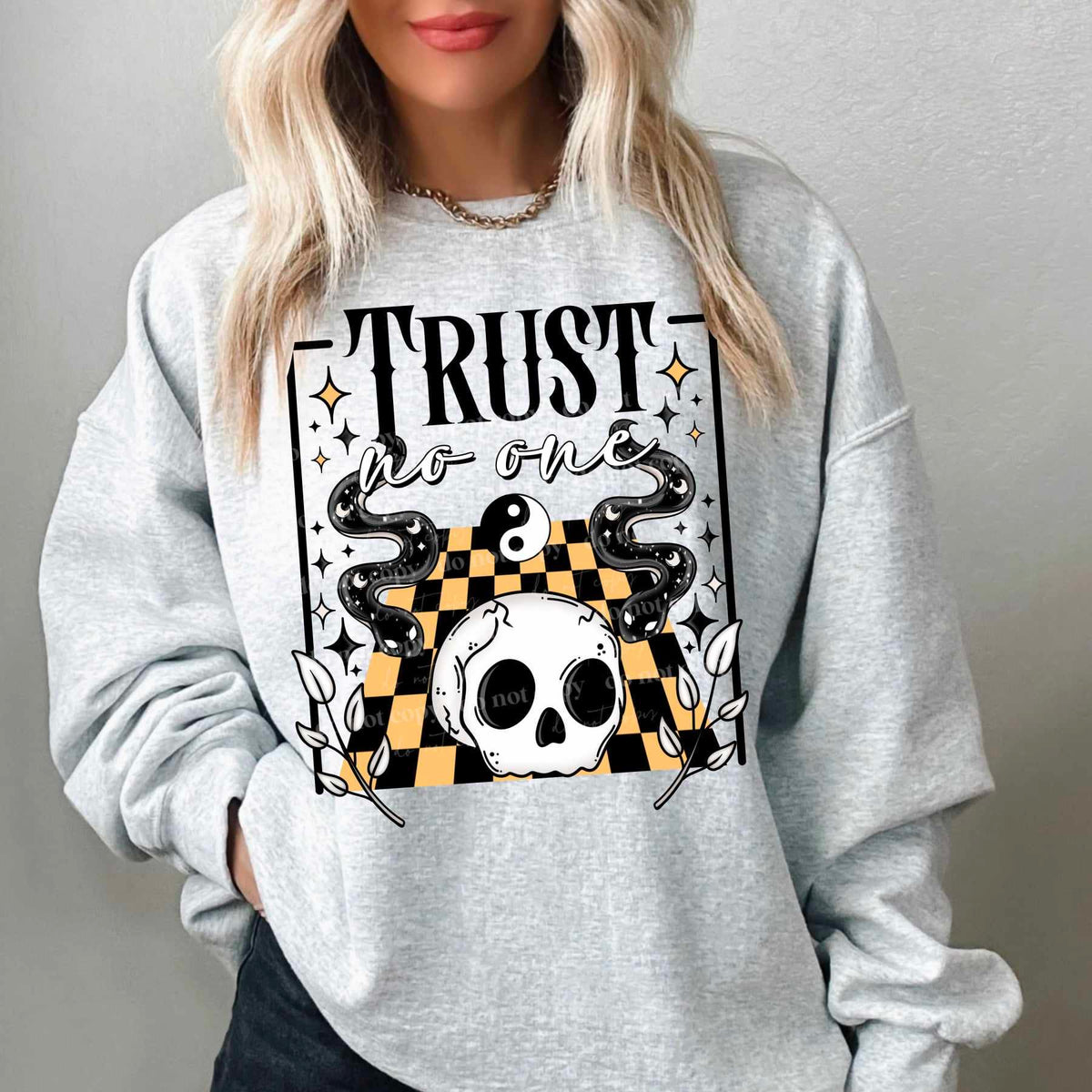 Trust no one skull (CSC) 60658 DTF transfer
