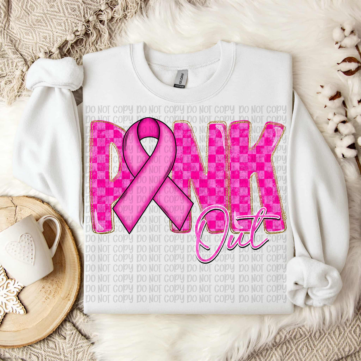 Pink Out Checker and Ribbon (VP) DTF Transfer