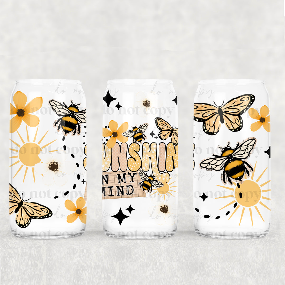 Sunshine on my mind bee and butterfly (CSC) UV DTF WRAP