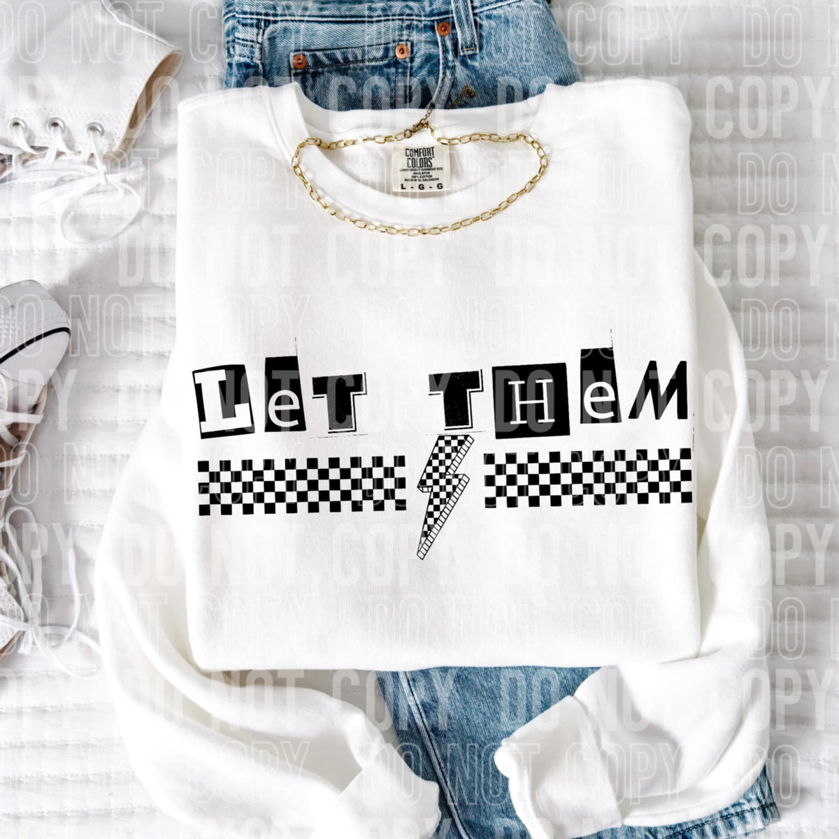 Let them checkered lightning bolt 97021 DTF transfer