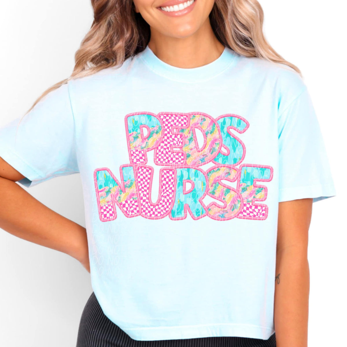 Peds nurse pink checkered (CITY) 97094 DTF transfer