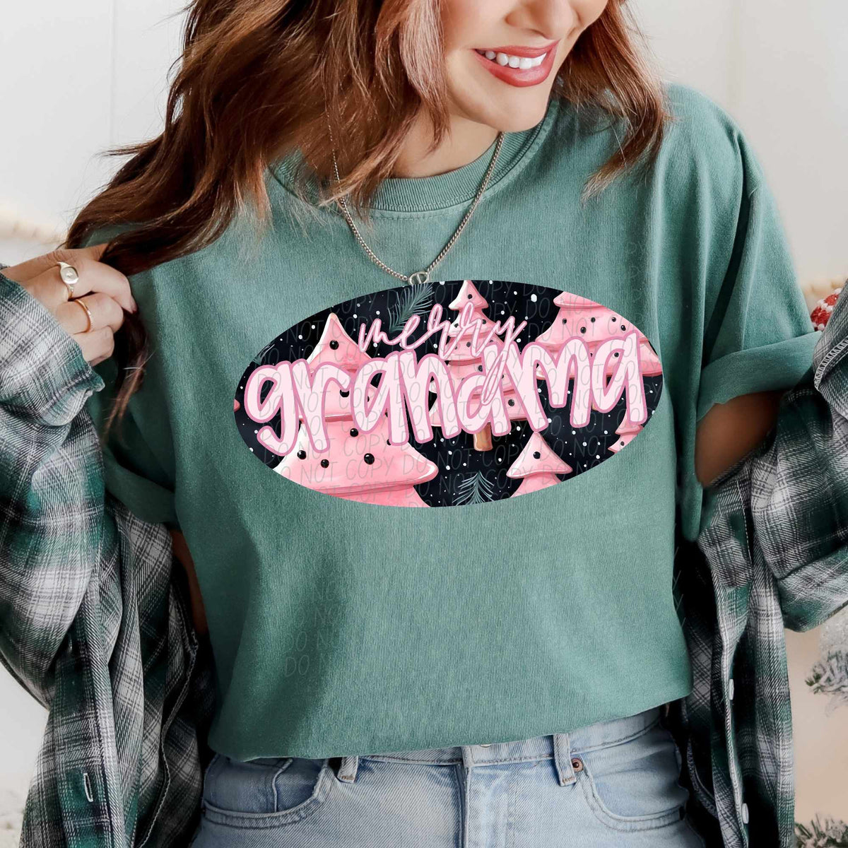 Merry grandma pink trees (CITY) 62309 DTF transfer