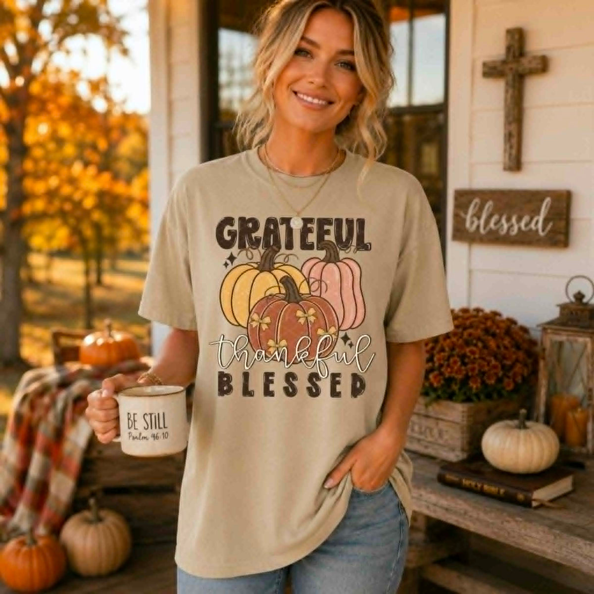 Grateful thankful blessed 3 pumpkins (SDD) DTF Transfer