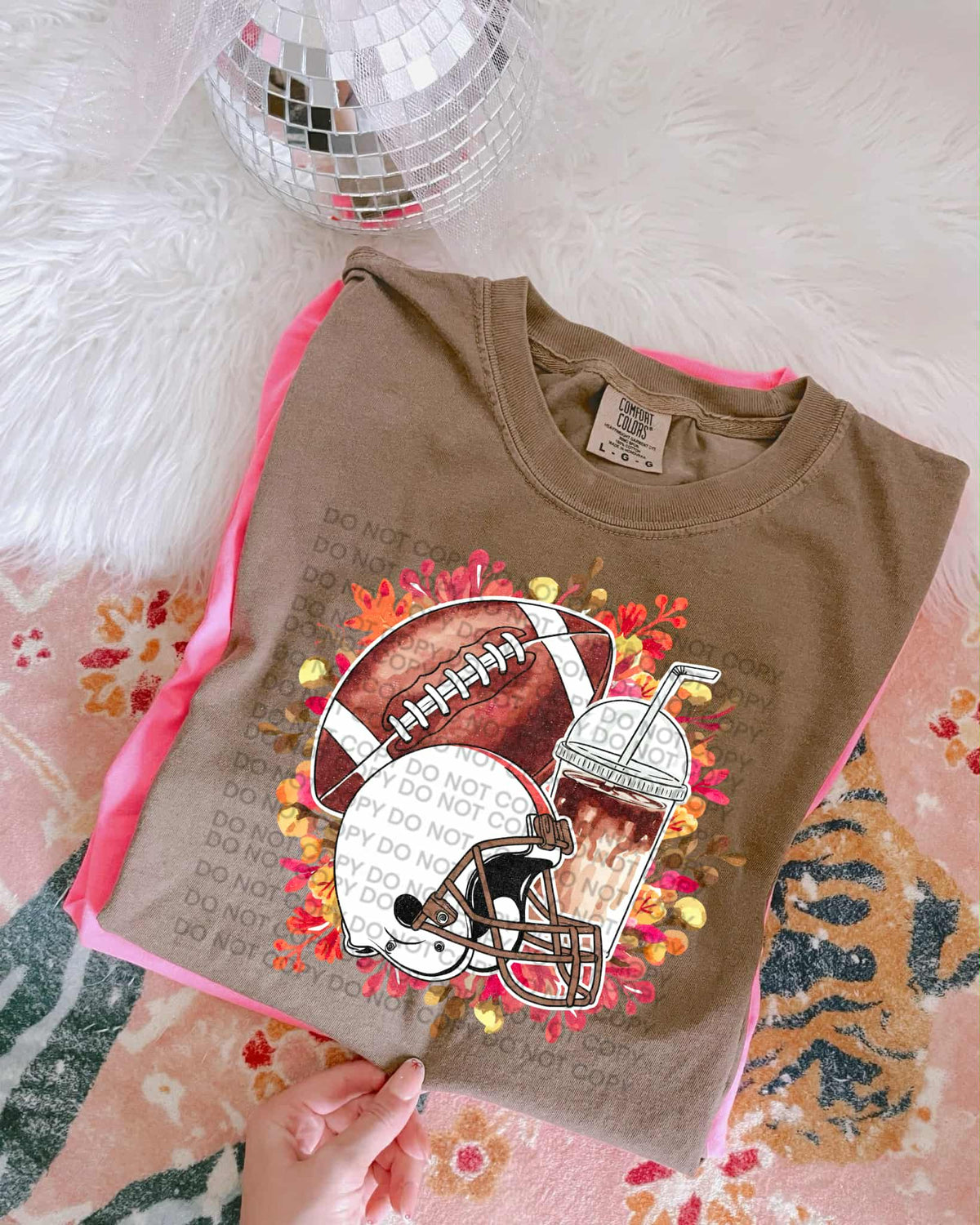 Football Helmet and coffee with leaves SCG DTF transfer