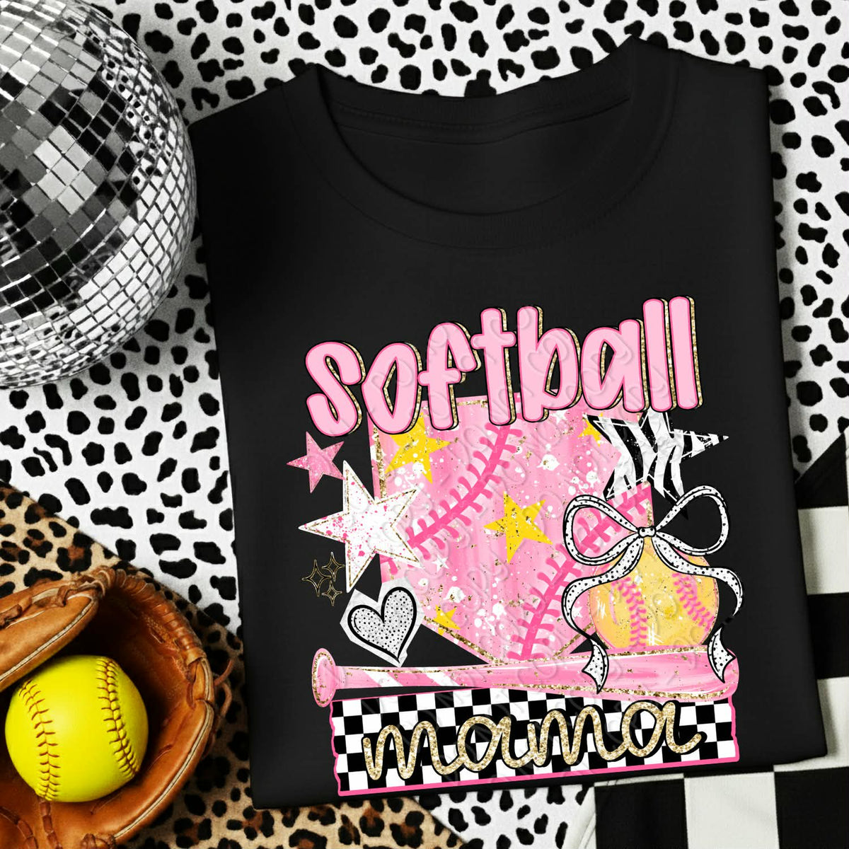 Softball mama pink with stars (DWS) DTF Transfer