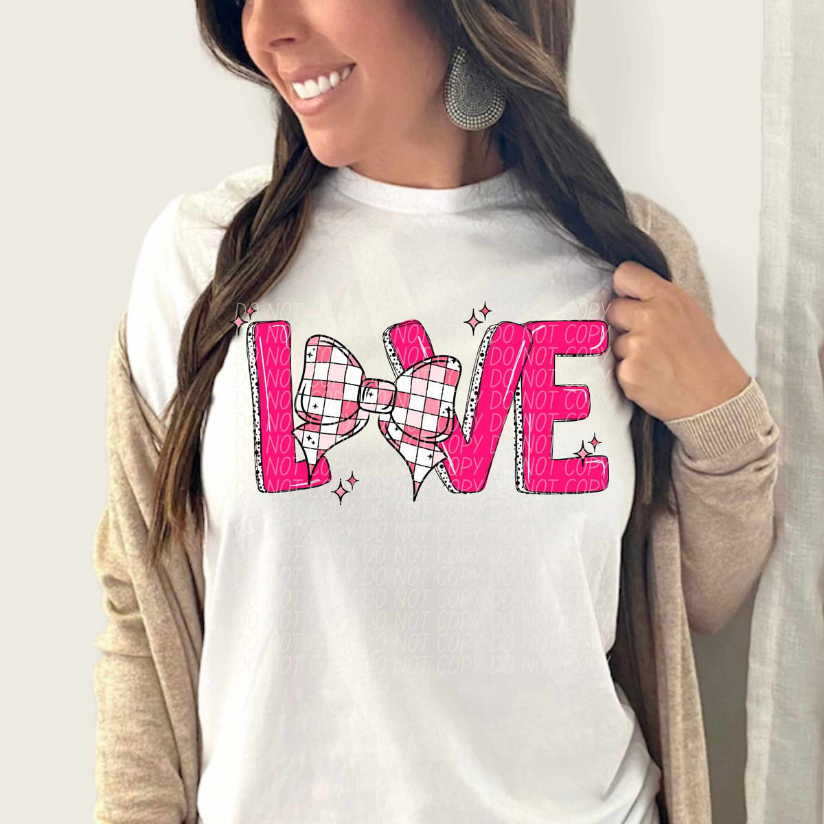 Love checkered bow (CITY) 75758 DTF transfer