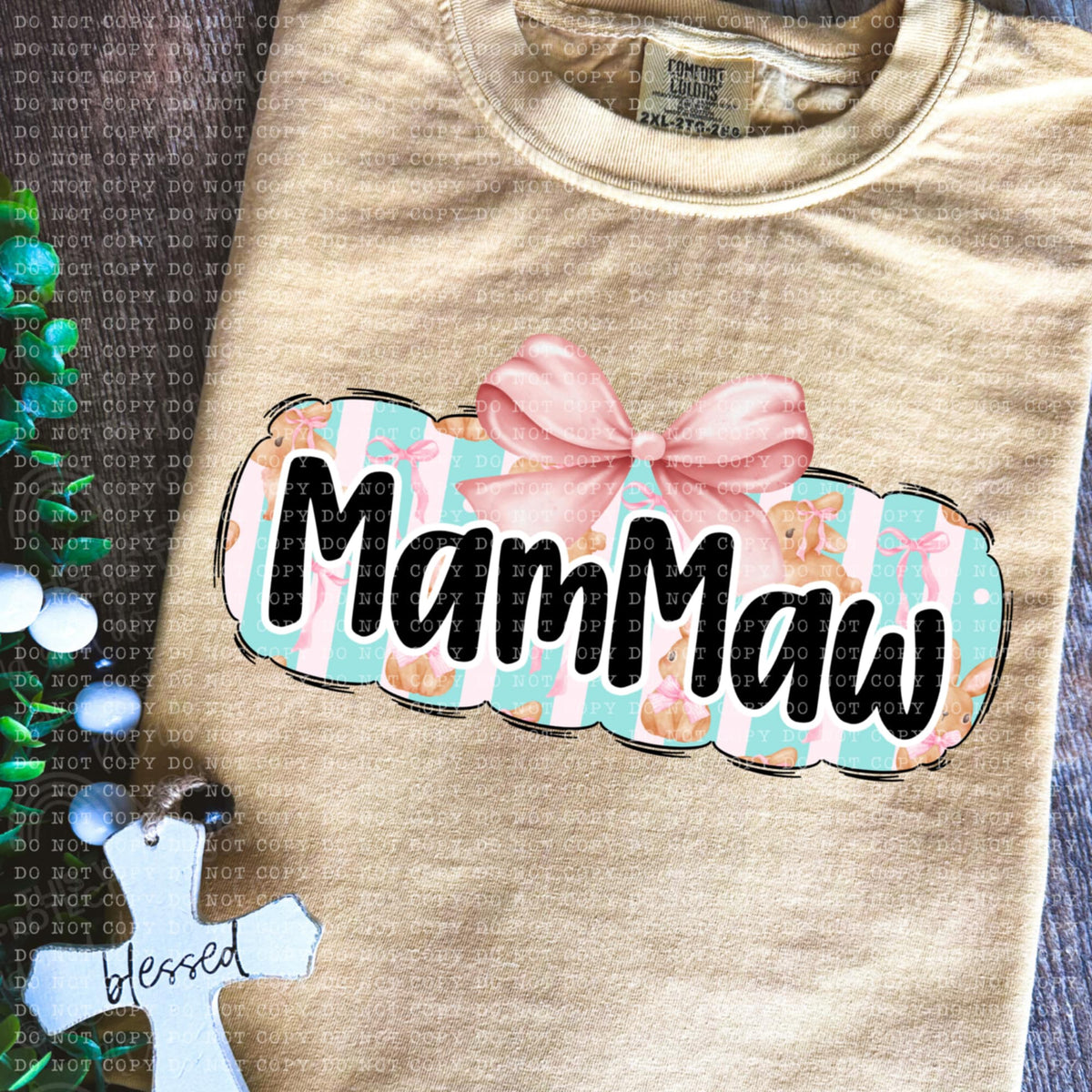MamMaw bunny background (ECHT) 85629 DTF transfer
