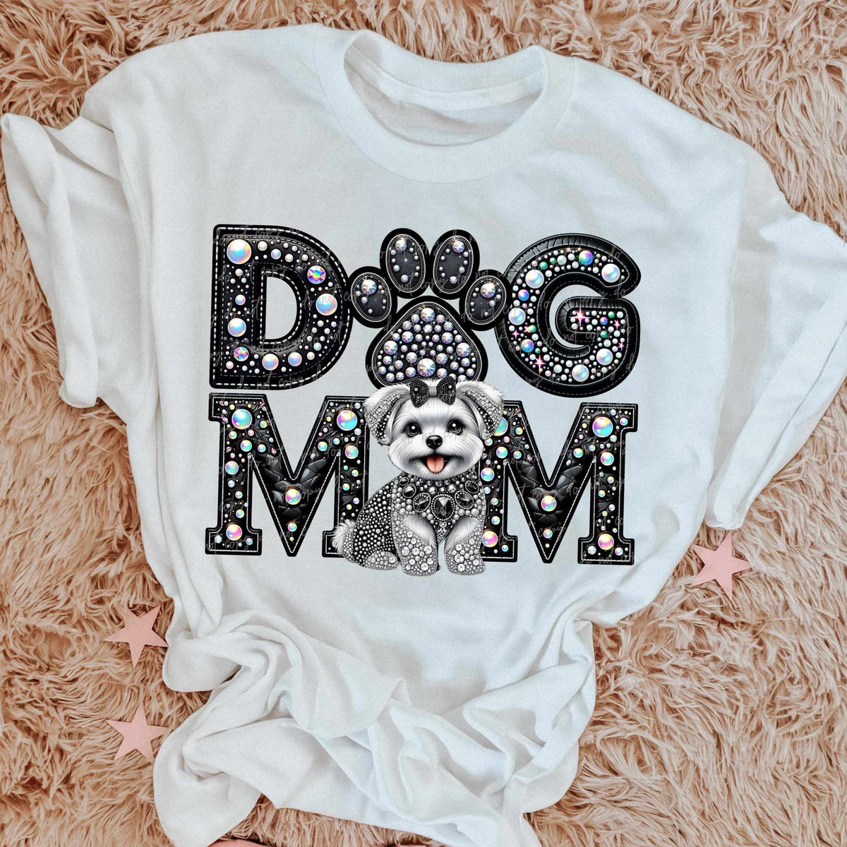 Maltese Dog mom rhinestone 49070 DTF transfer