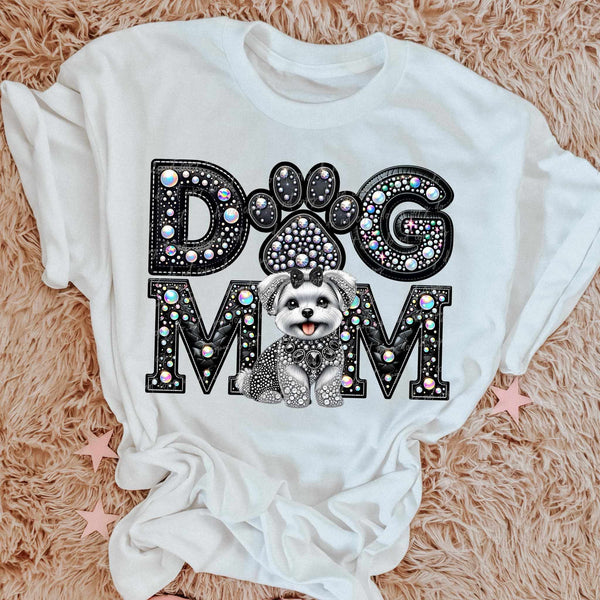 Maltese Dog mom rhinestone 49070 DTF transfer