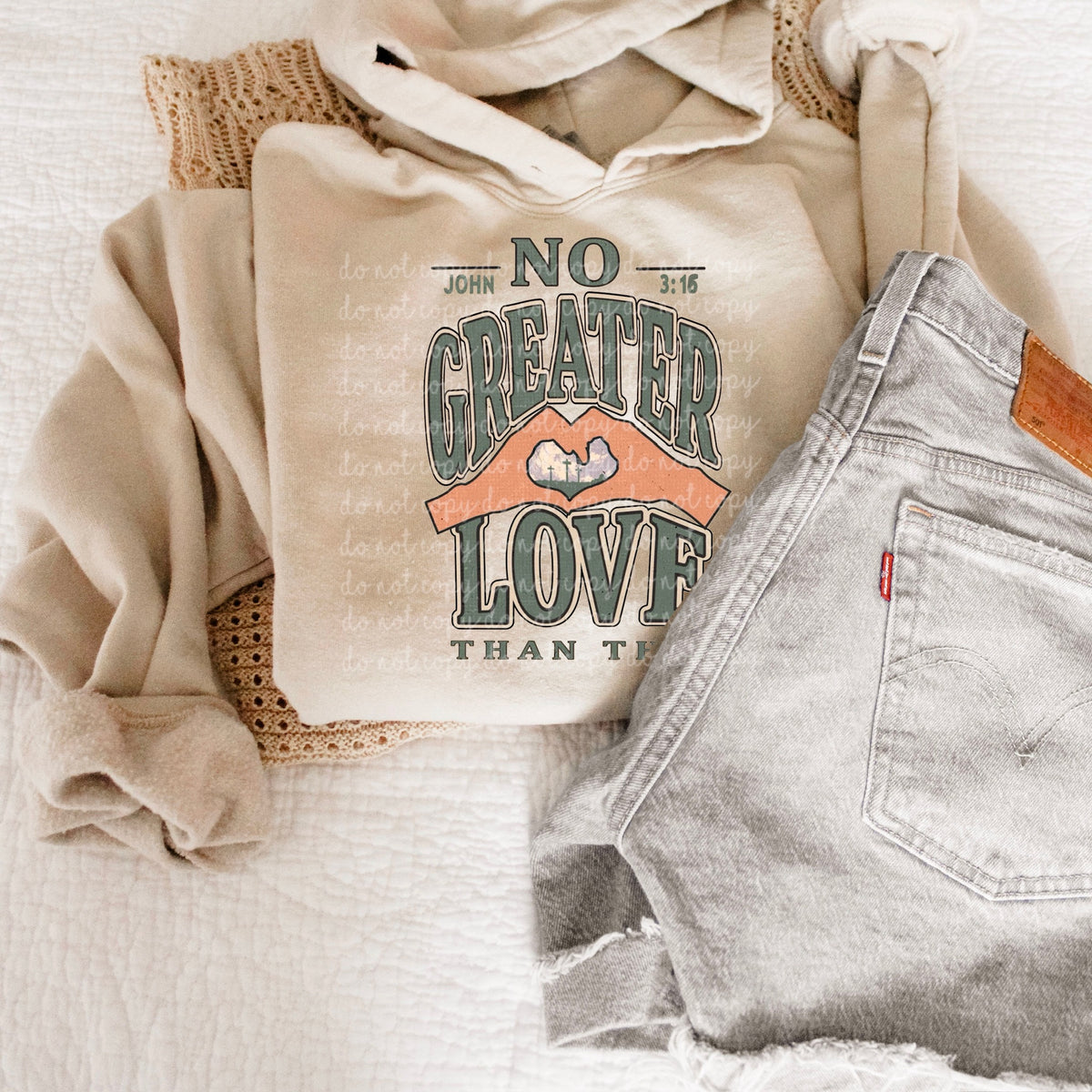 No greater love than this heart hands 117457 DTF Transfer