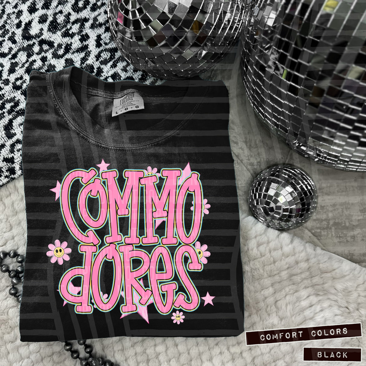 Commodores Pink Flowers And Stars 104931 DTF transfer