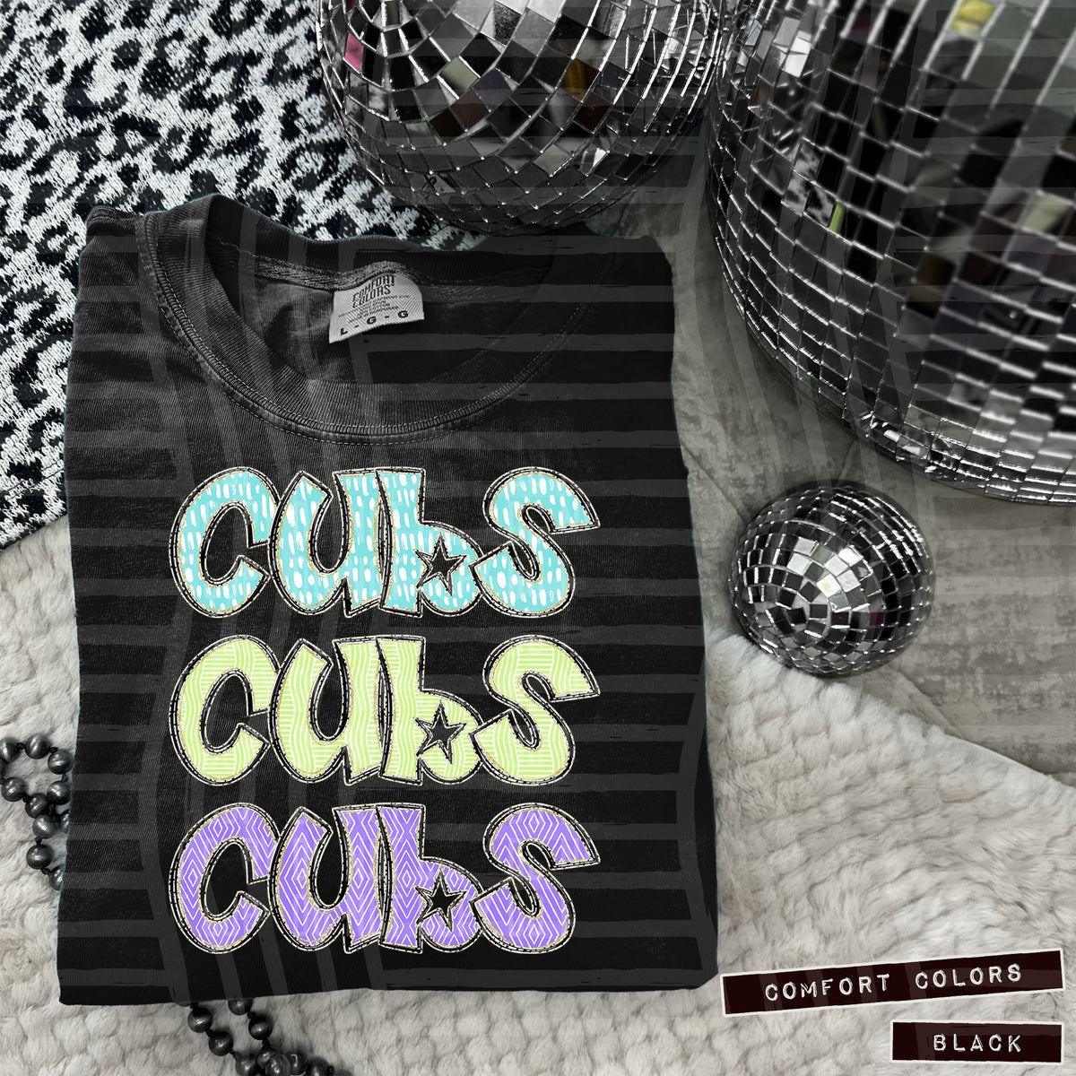 Cubs Pastel Star Stacked (Caplinger) 101589 DTF transfer