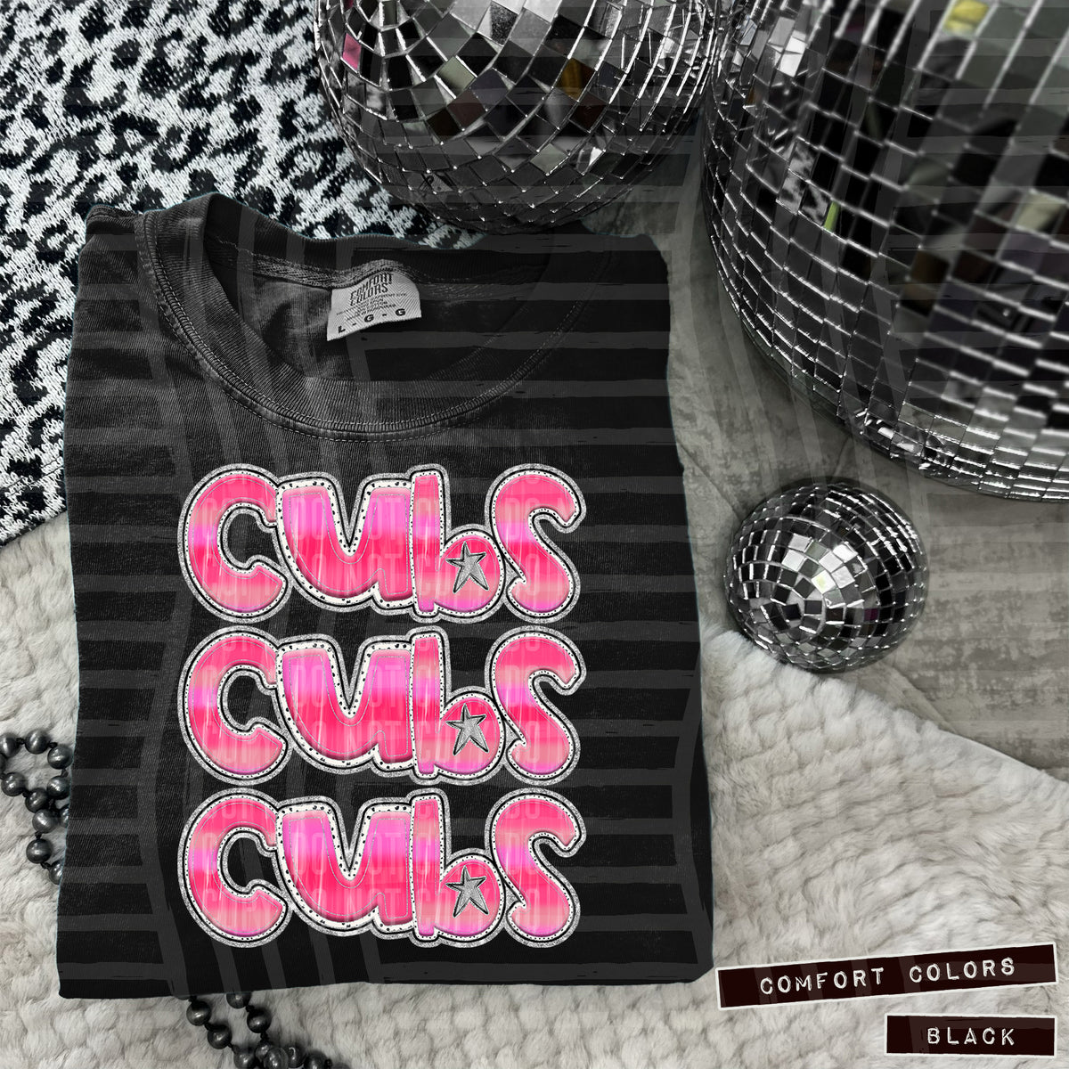 Cubs Pink Stacked (Caplinger) 101923 DTF transfer