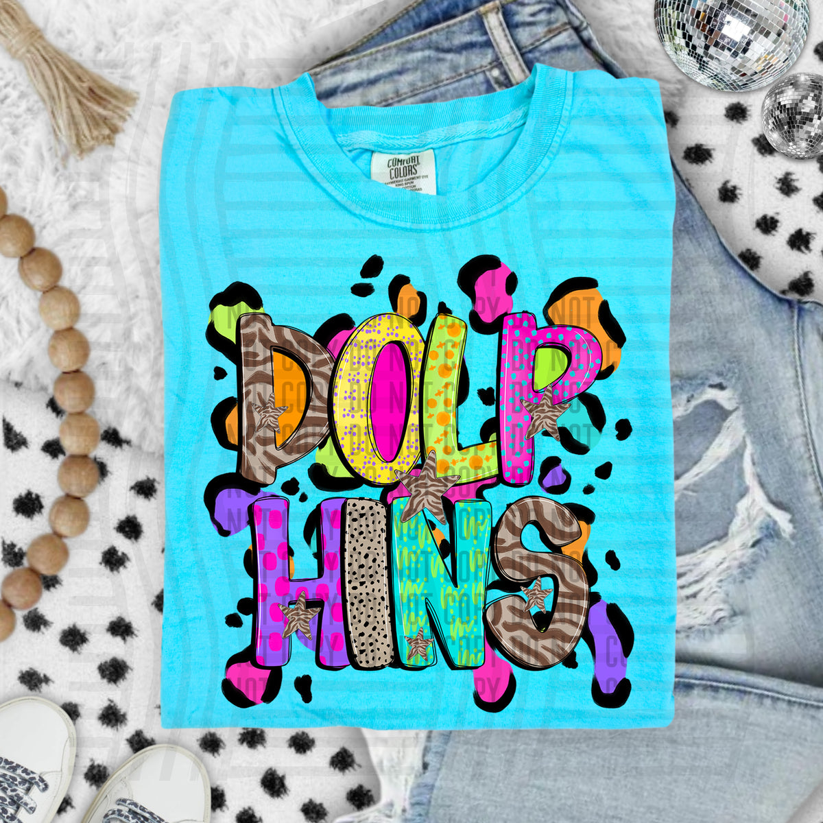 Dolphins Funky Mix Up Leopard Mascot (Caplinger) DTF transfer