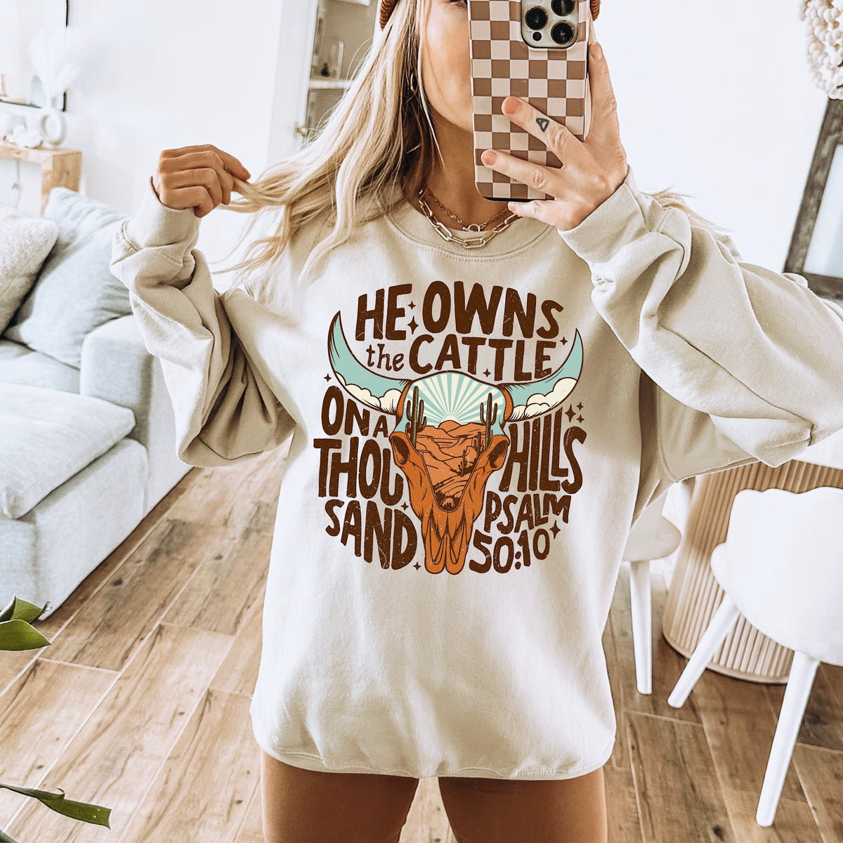 He owns the cattle (brown words w/ blue and orange) DTF Transfer