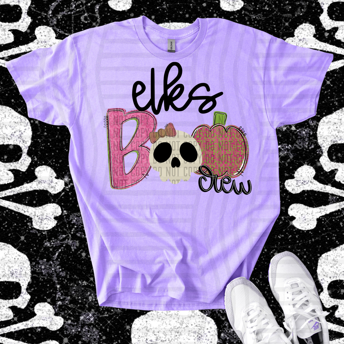 elks boo crew skull and apple (Caplinger) DTF Transfer