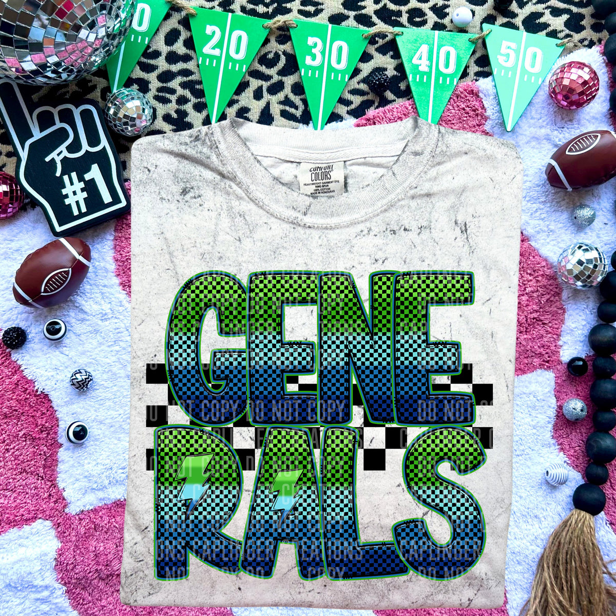 Generals Blue and Green Checkered (Caplinger) DTF transfer