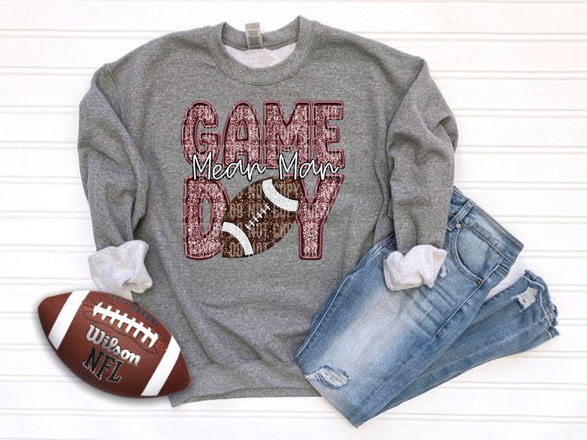Mean Man Game Day Football CRIMSOM (Caplinger) 98245 DTF transfer