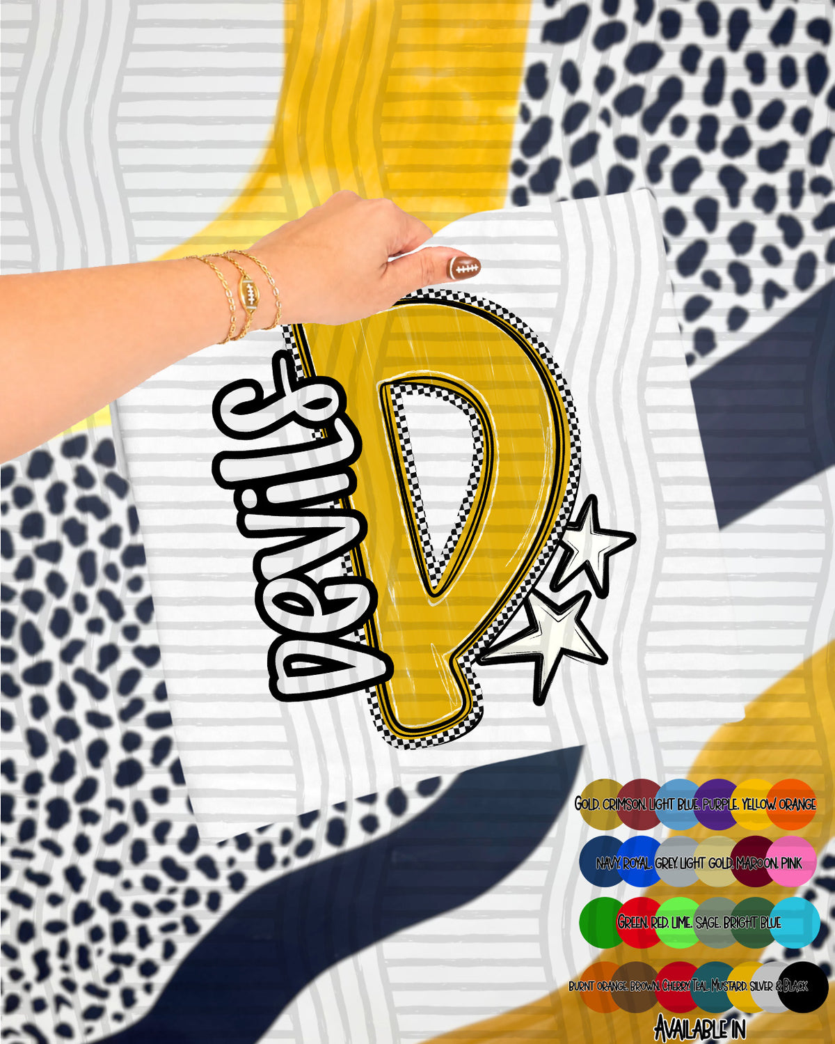 Devils Checker Crush Yellow (Caplinger) DTF transfer