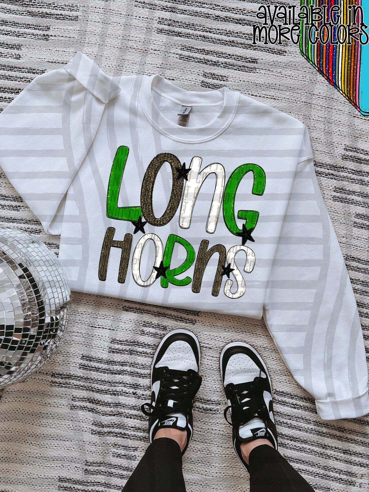 green, gray and white, longhorns stacked (Caplinger) DTF Transfer