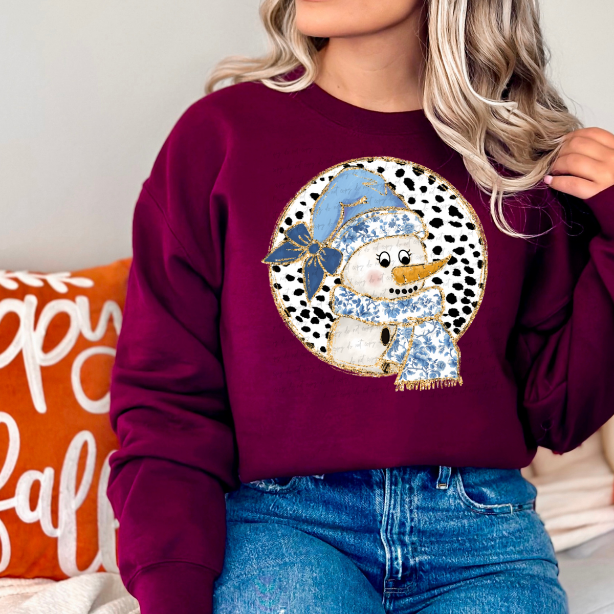 Grand Millenial Coquette Snowman 117287 DTF Transfer