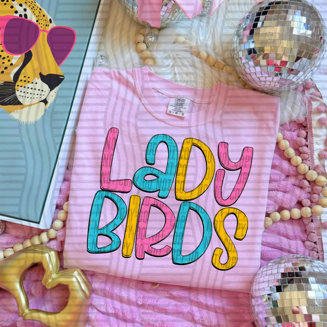 blue yellow and lady birds stacked (Caplinger) DTF Transfer
