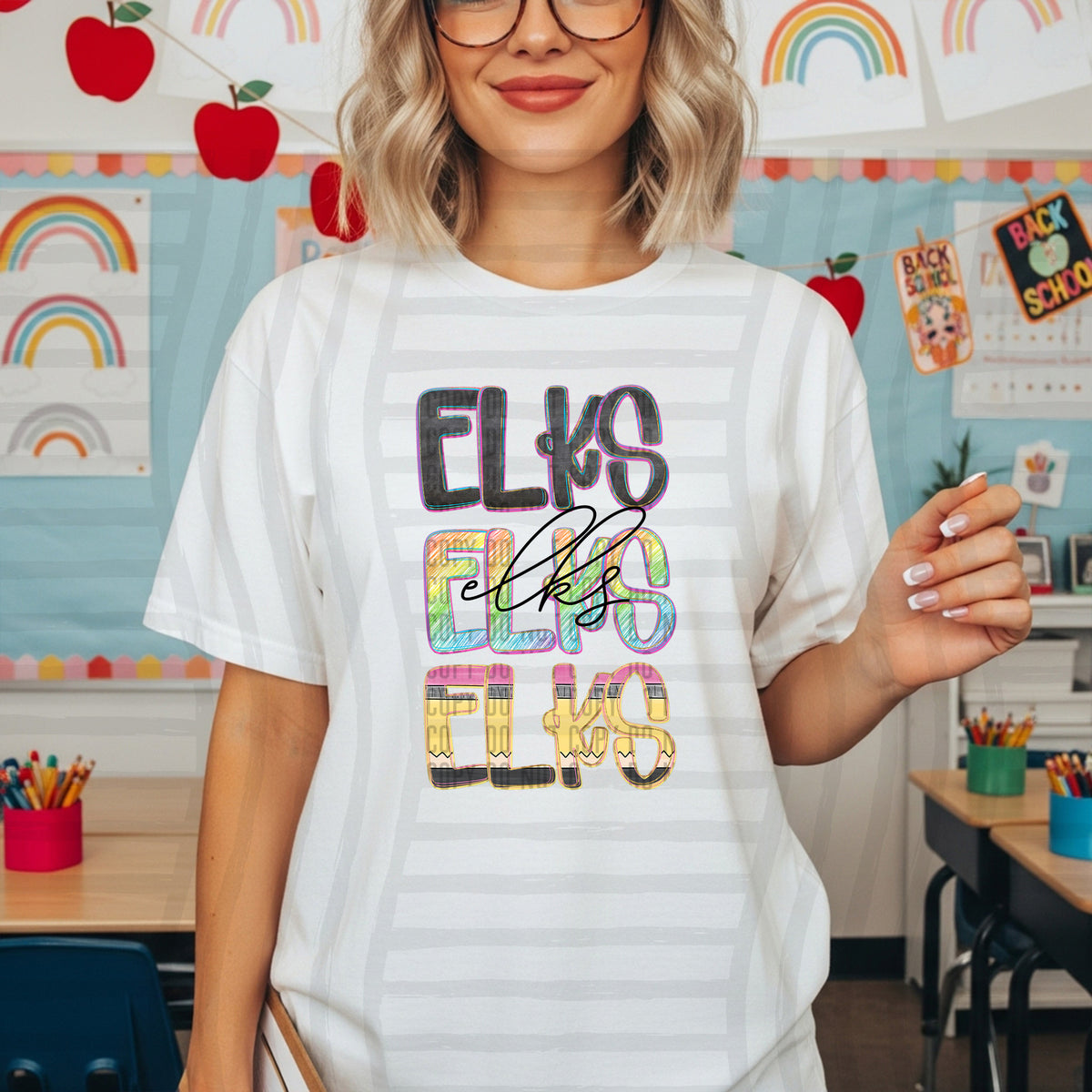 elks crayon cutie stacked (Caplinger) DTF Transfer
