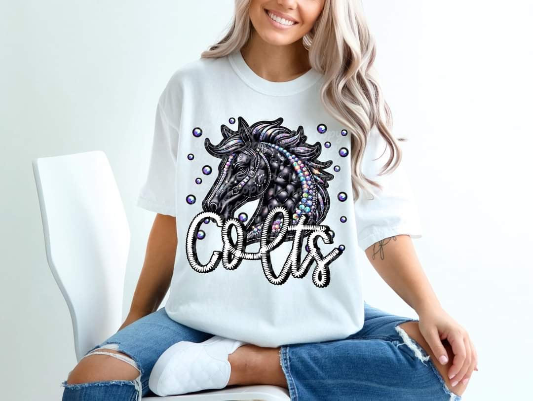 Colts bedazzled mascot 53595 DTF transfer