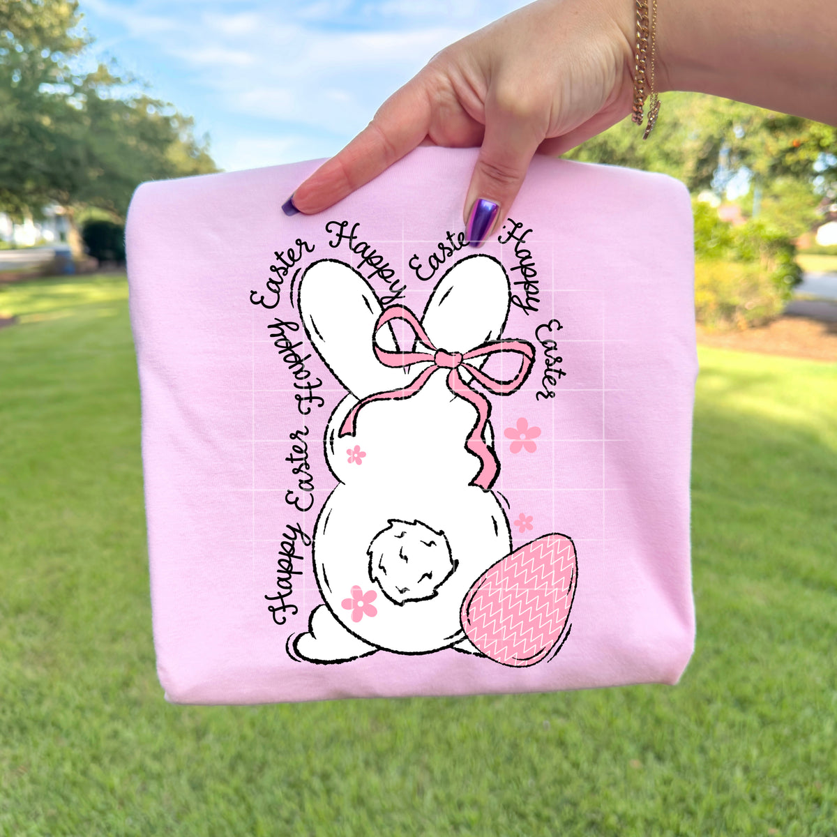 Happy Easter Bunny Butt and pink bow (CSC) DTF Transfer