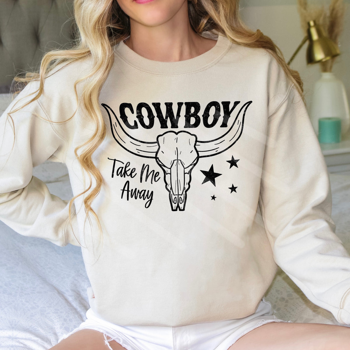 Cowboy take me away bull skull (scarlow) 114342 DTF transfer