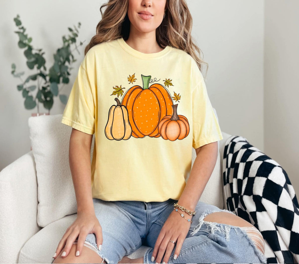 Fall pumpkin watercolor dots (Linda) 107858 DTF transfer