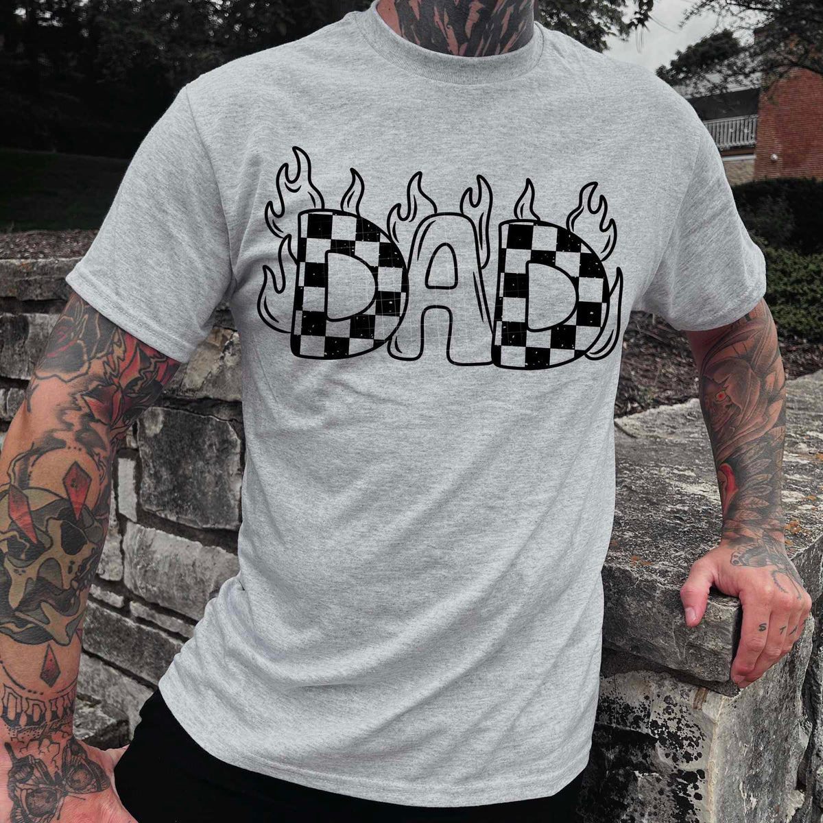 Dad black with flames (CSC) 82435 DTF transfer
