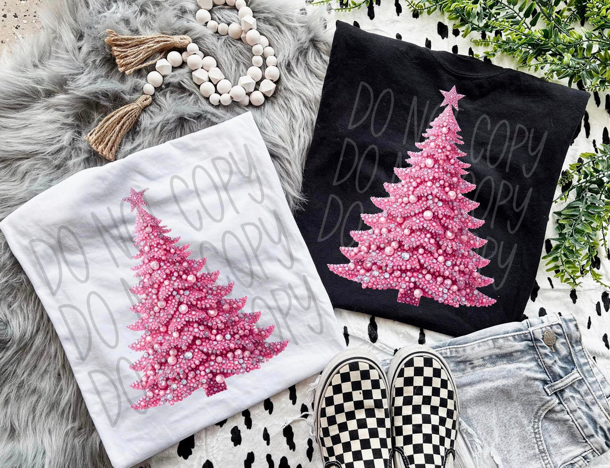 Pink Rhinestone Christmas Tree (FDCD) DTF Transfer