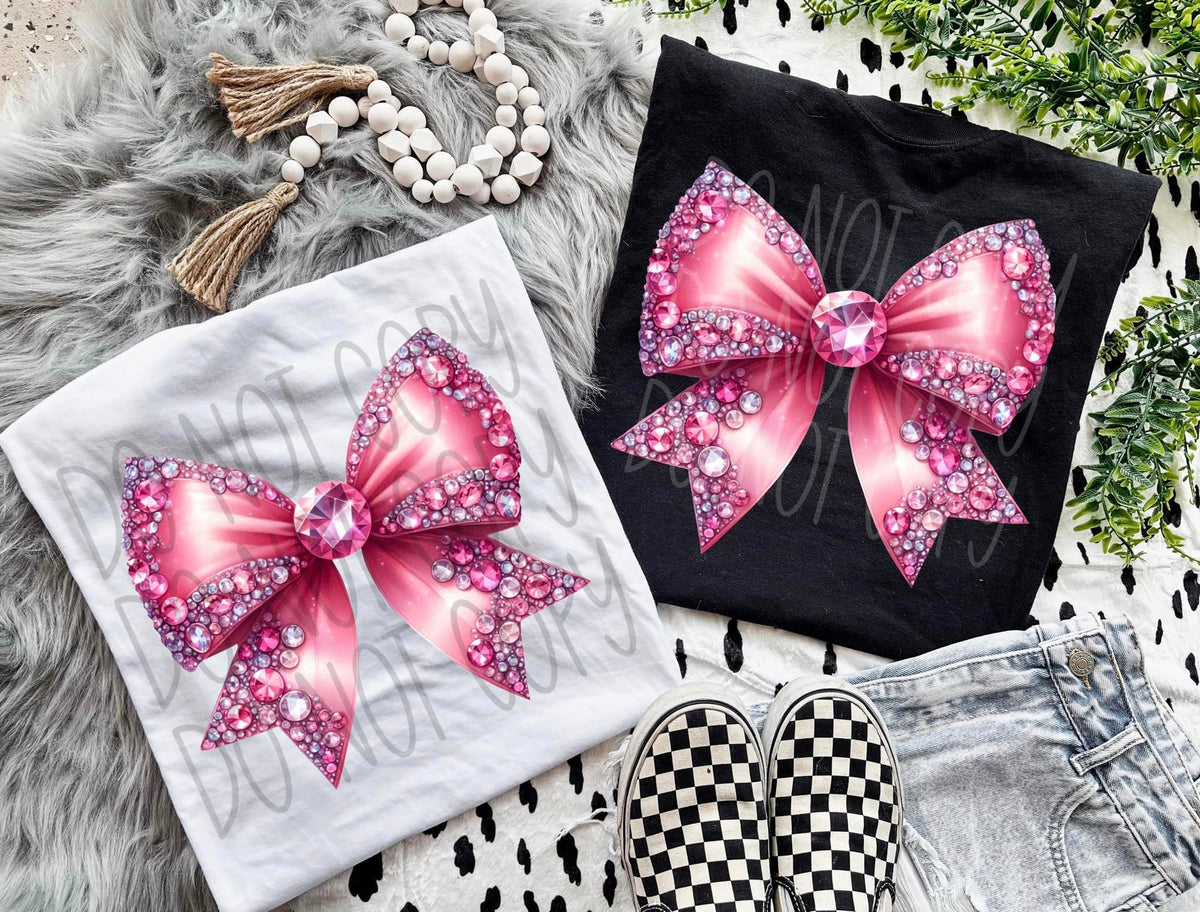 Pink Rhinestone Bow (FDCD) DTF Transfer
