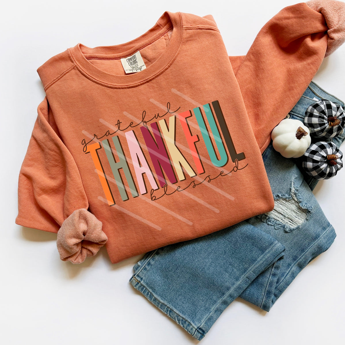 Grateful Thankful blessed cursive 113960 DTF transfer