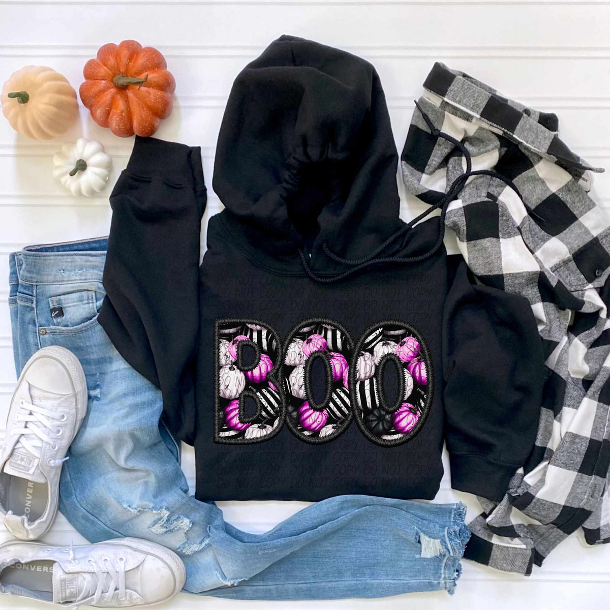 Boo black outline pink pumpkins (CITY) 55915 DTF transfer