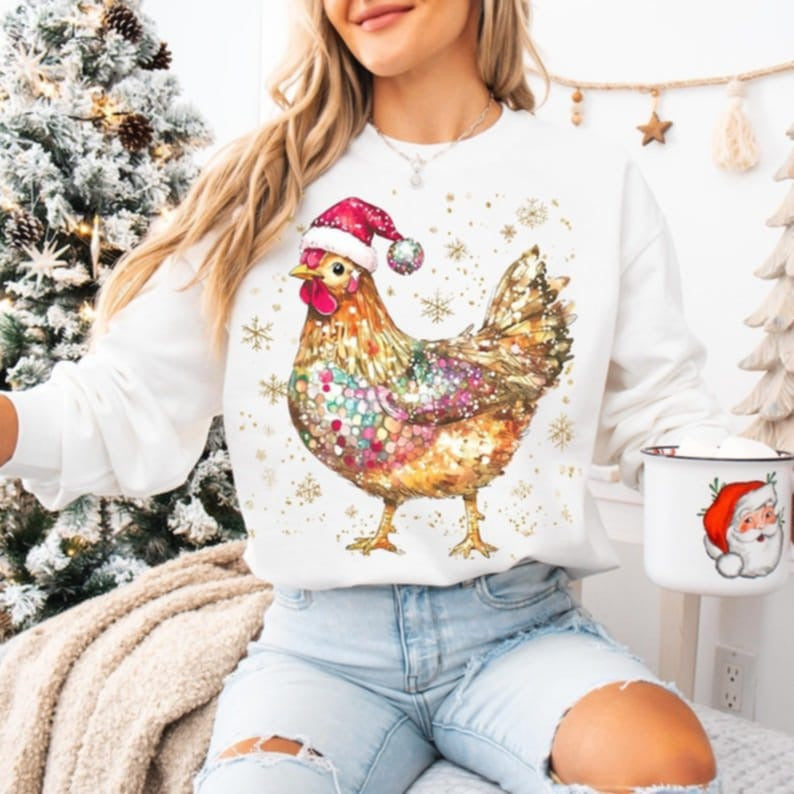 Christmas chicken 107819 DTF transfer