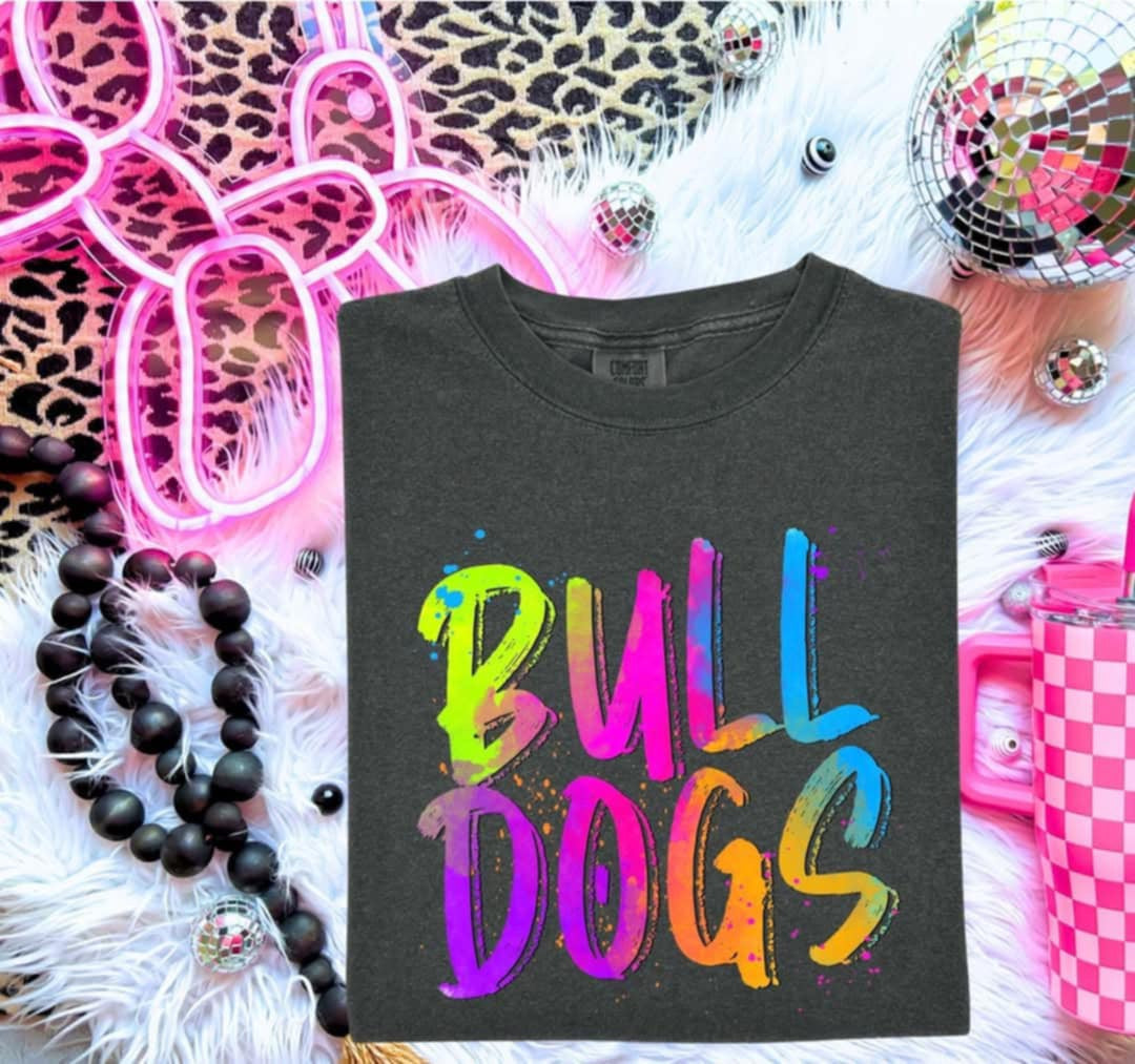 Bulldogs Neon Splatter (S&G) 100000 DTF transfer