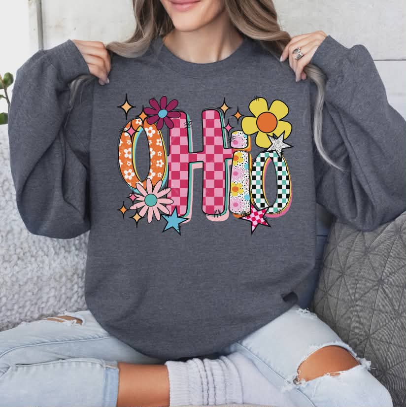 Ohio colorful stars and flowers (S&G) DTF Transfer