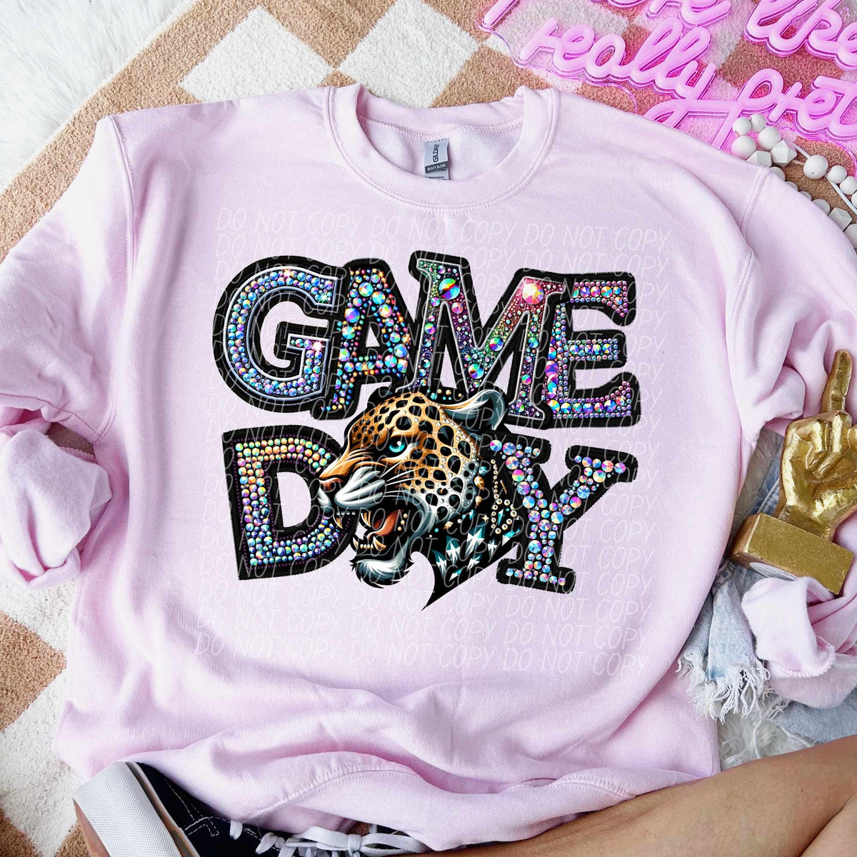 Game day leopards rhinestone colored mascot (CITY) 44387 DTF transfer