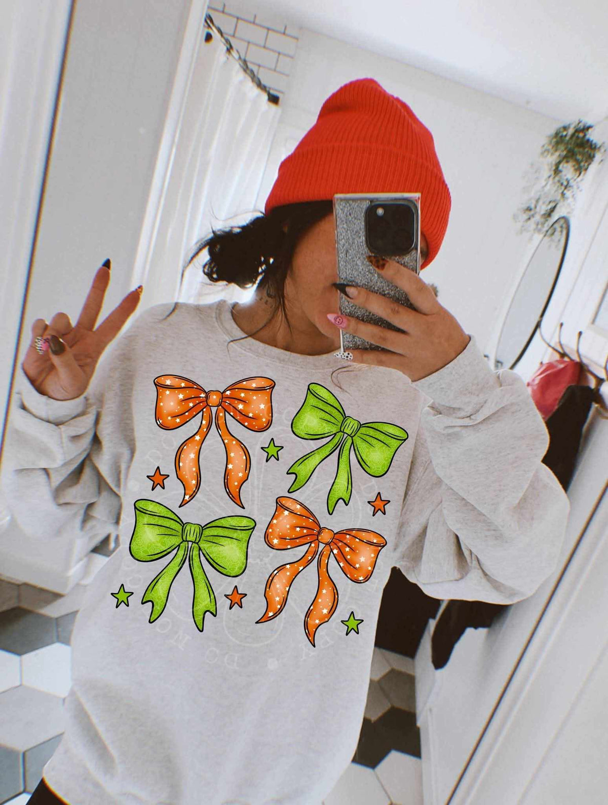 Orange and green bows (LYTTLE) DTF transfer