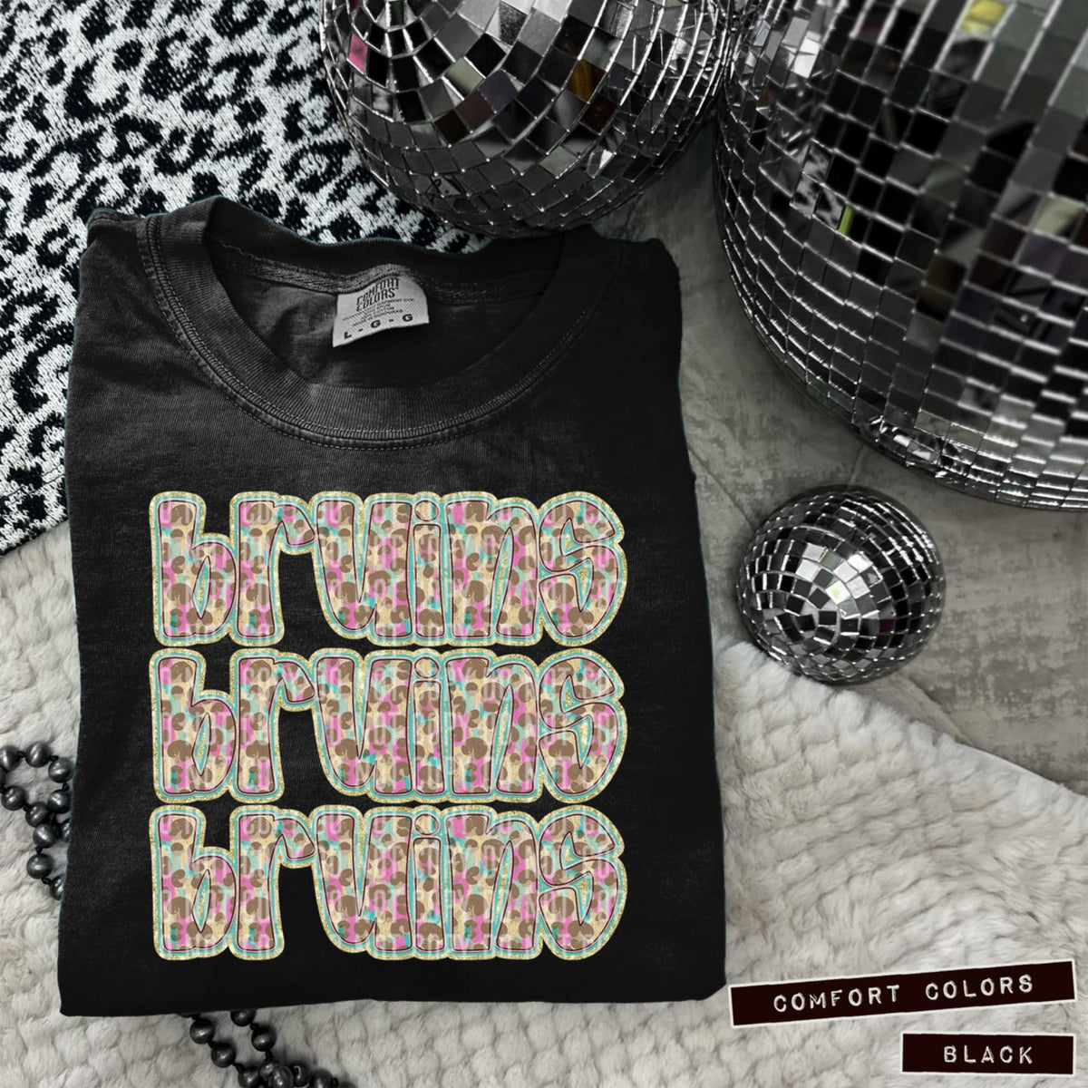 Bruins Leopard Stacked (Caplinger) 98480 DTF transfer