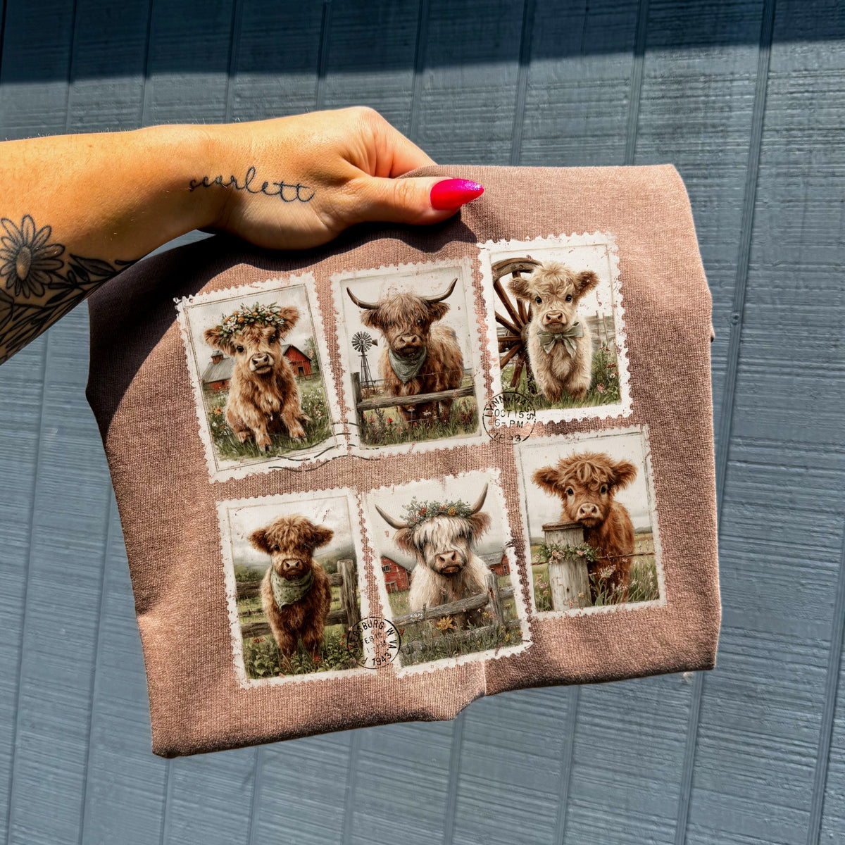 6 highland cow stamps Sunday special DTF transfer