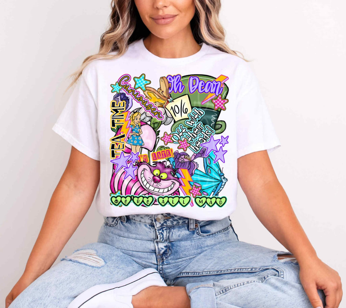 Wonderland collage with quotes DTF transfer