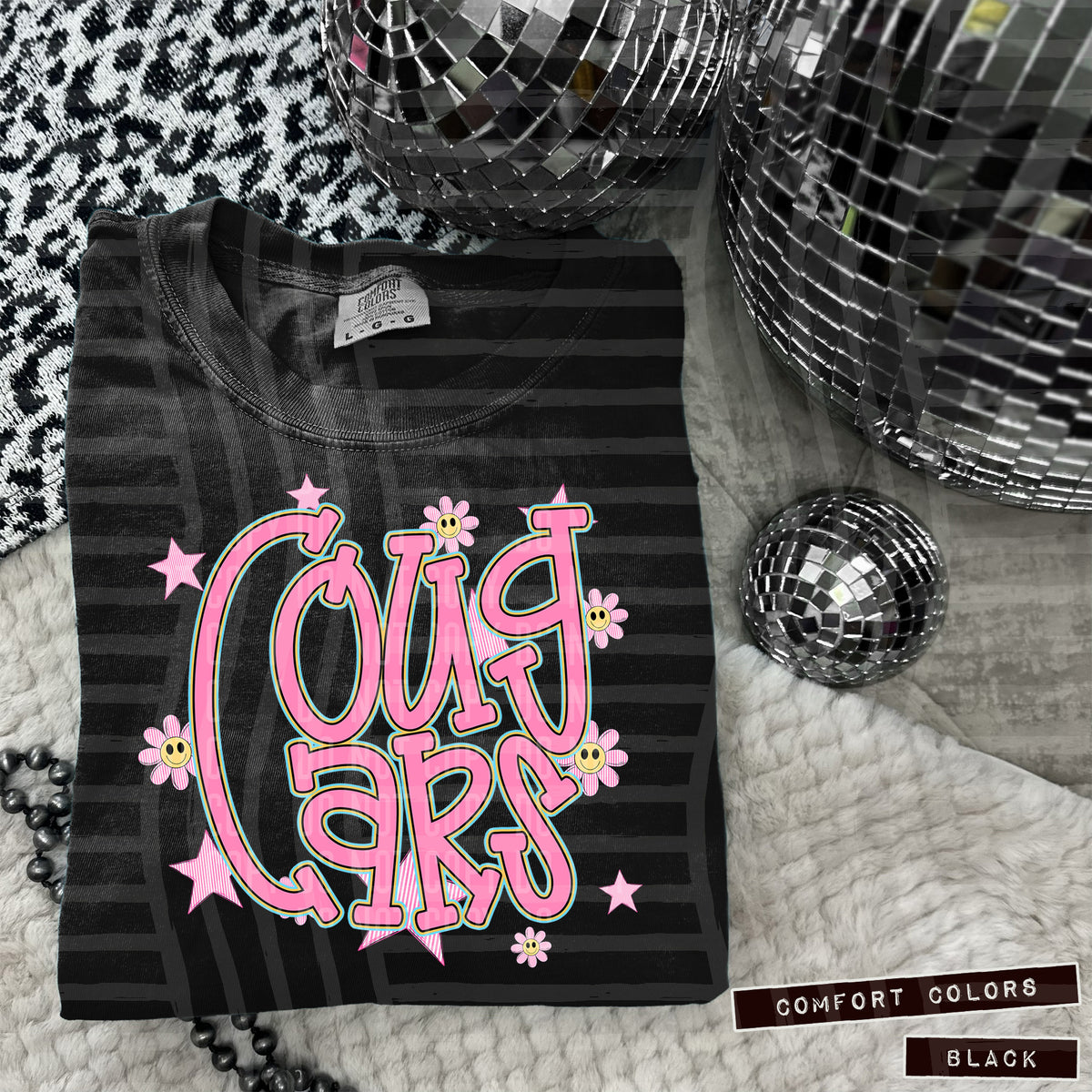 Cougars Pink Flowers And Stars 104932 DTF transfer