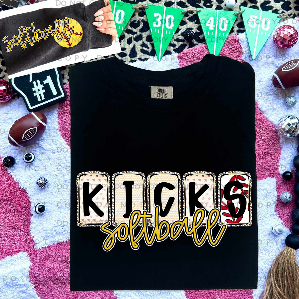Kicks Softball FRONT (Caplinger) 82817 DTF transfer