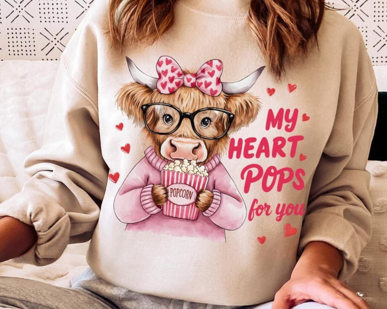 My heart pops for you 75898 DTF transfer
