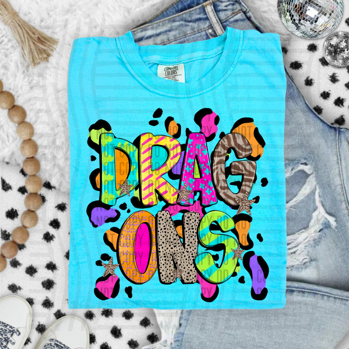 Dragons Funky Mix Up Leopard Mascot (Caplinger) DTF transfer