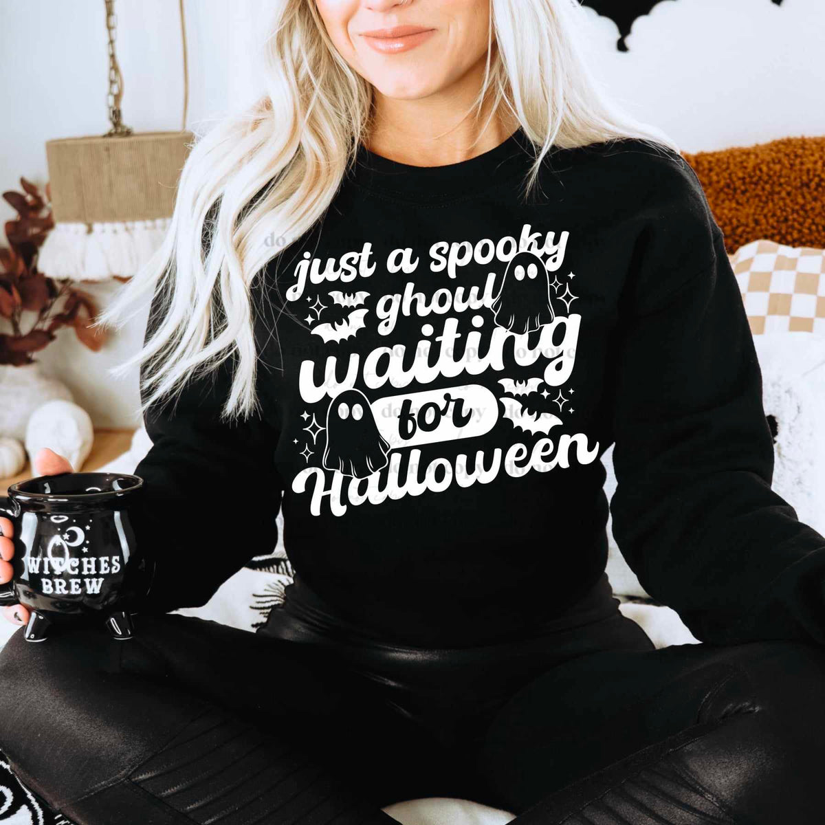 Just a spooky ghoul waiting for Halloween white (CSC) 55155 DTF transfer
