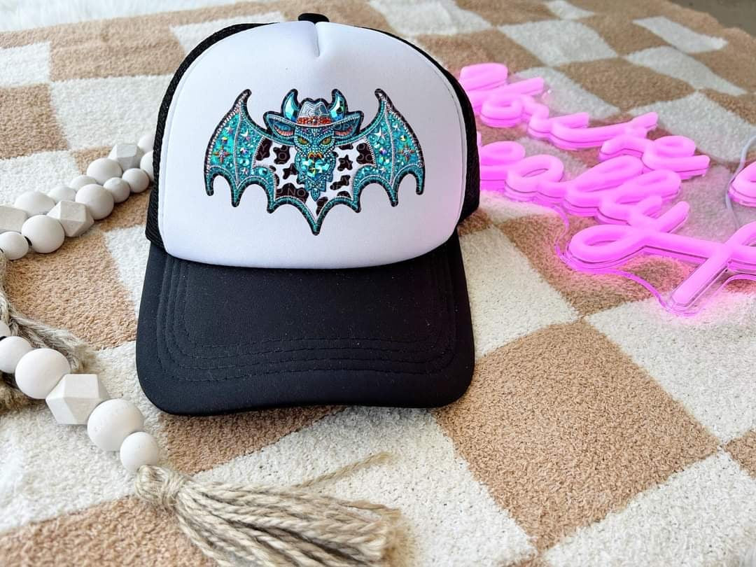 Turquoise bat hat patch (HW) 55281 DTF transfer